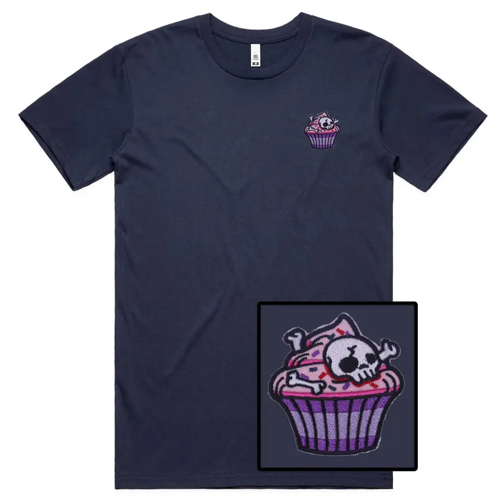 Skull Cupcake Embroidered T-Shirt - Tshirtpark.com