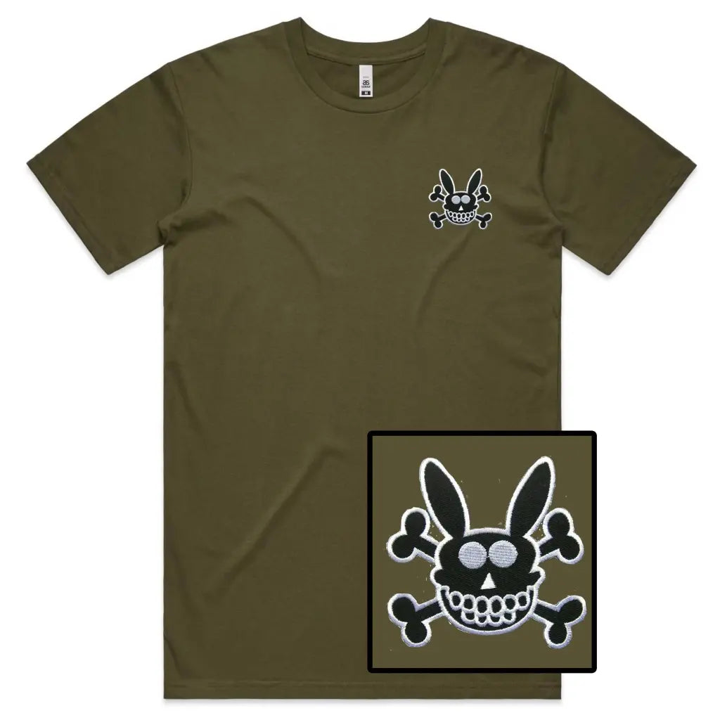 Skull Rabbit Embroidered T-Shirt - Tshirtpark.com