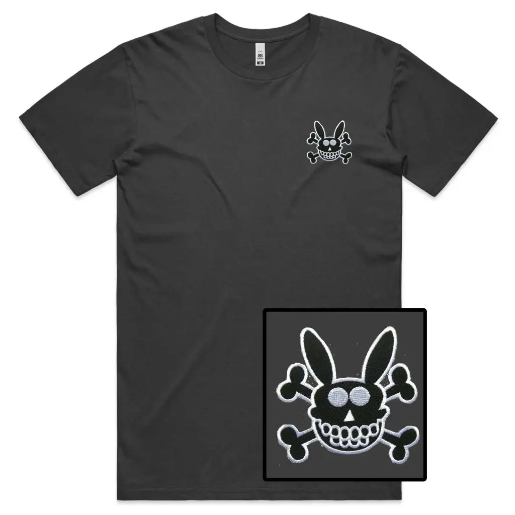 Skull Rabbit Embroidered T-Shirt - Tshirtpark.com