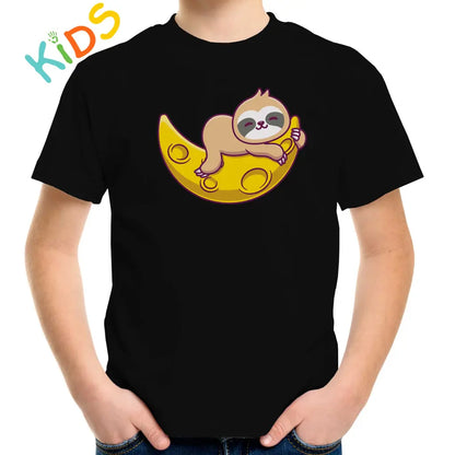 Sleepy Sloth Moon Kids T-shirt - Tshirtpark.com