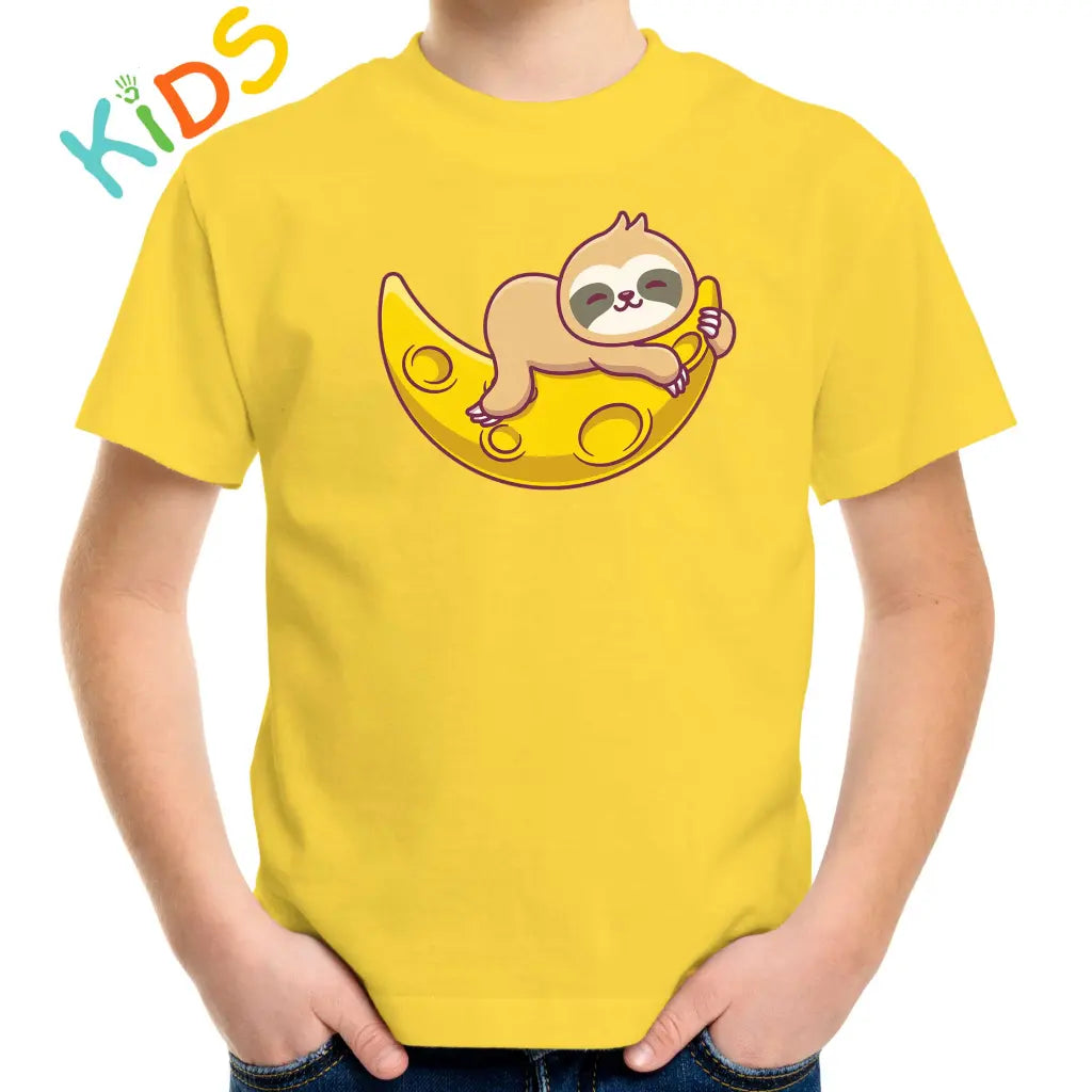 Sleepy Sloth Moon Kids T-shirt - Tshirtpark.com