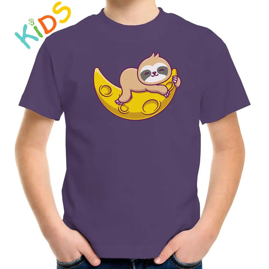 Sleepy Sloth Moon Kids T-shirt - Tshirtpark.com