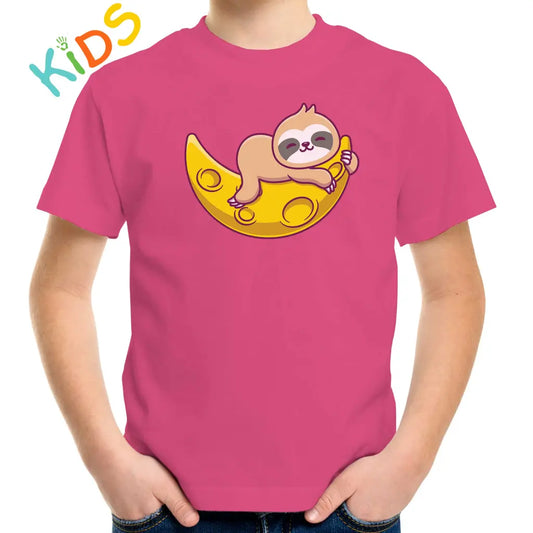 Sleepy Sloth Moon Kids T-shirt - Tshirtpark.com