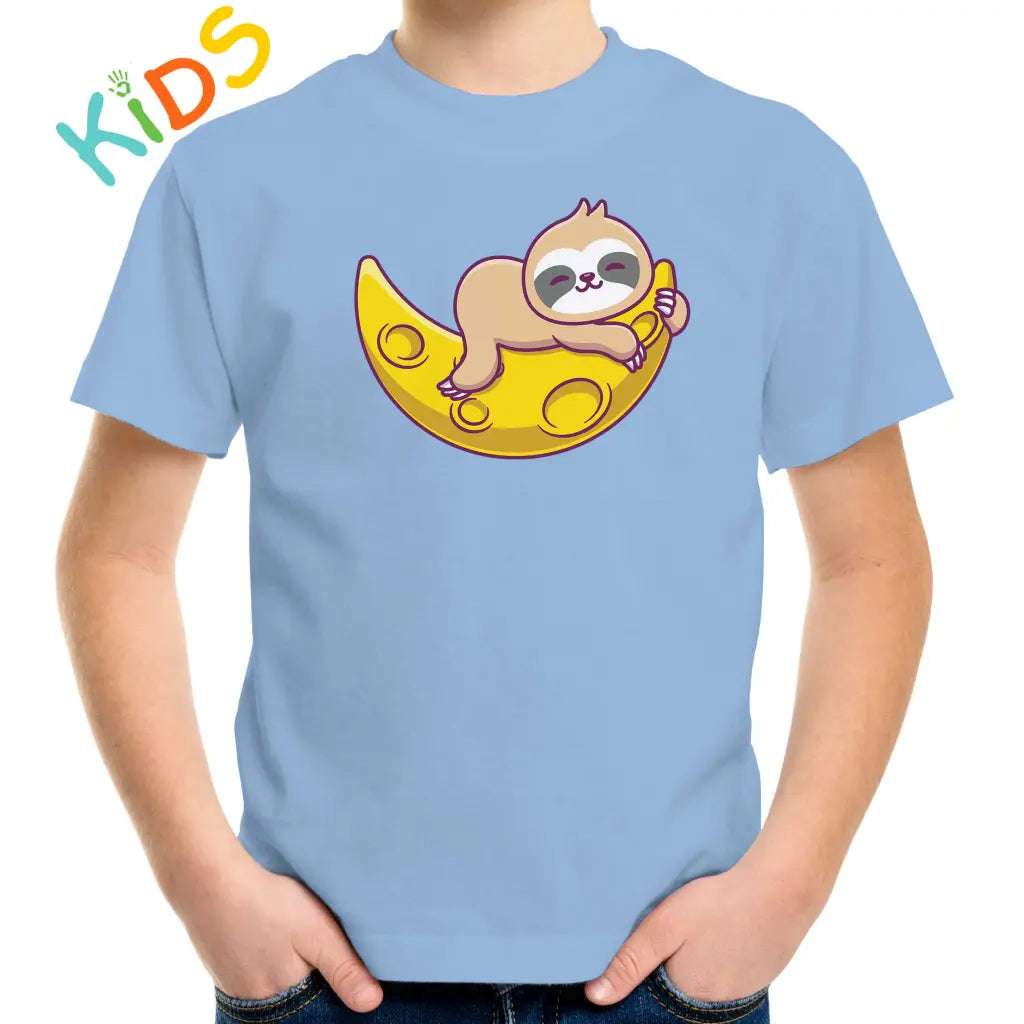 Sleepy Sloth Moon Kids T-shirt - Tshirtpark.com