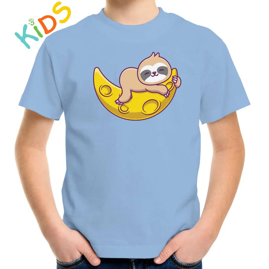 Sleepy Sloth Moon Kids T-shirt - Tshirtpark.com