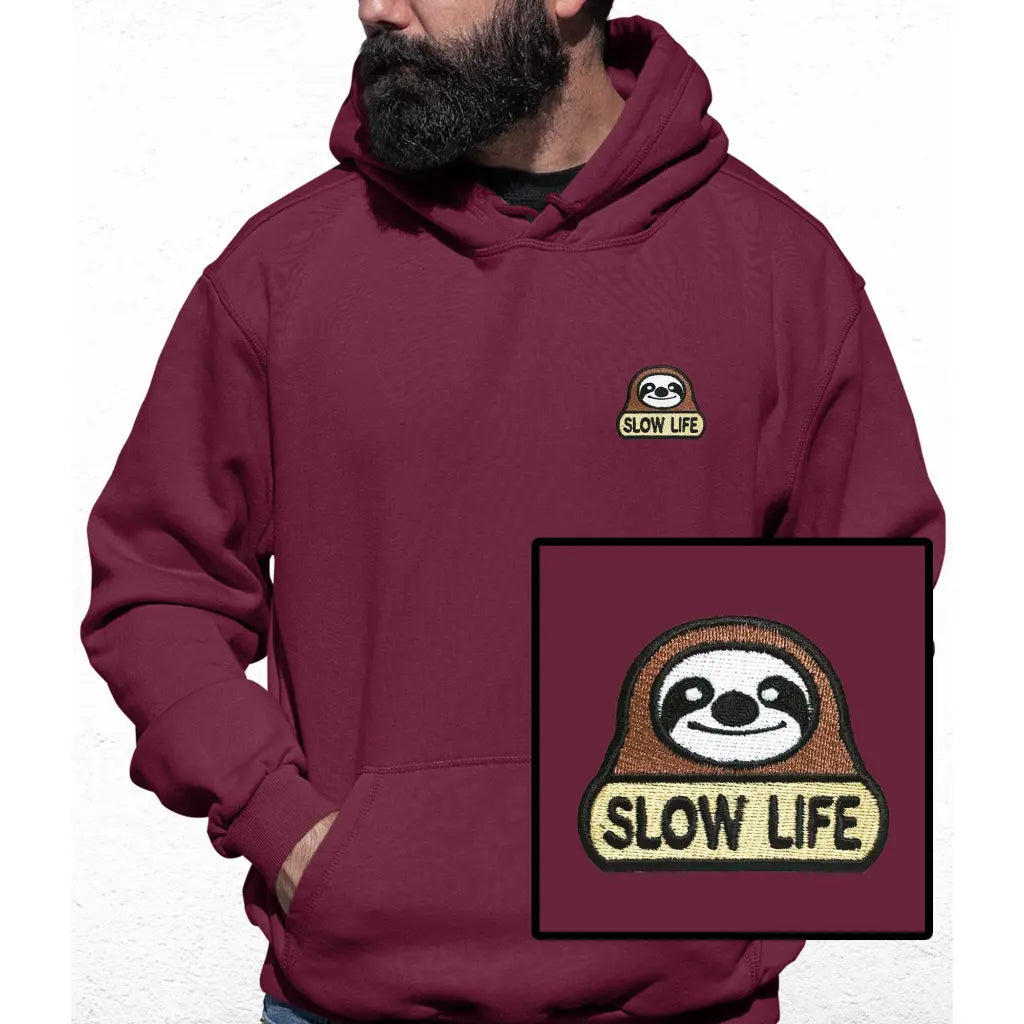 Slow Life Embroidered Colour Hoodie - Tshirtpark.com