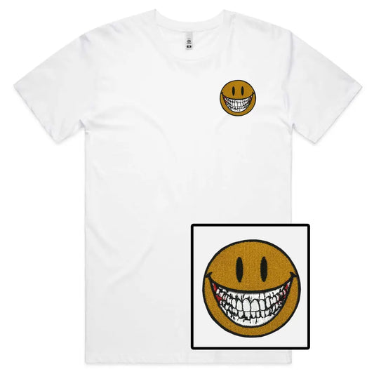 Smile Teeth Embroidered T-Shirt - Tshirtpark.com