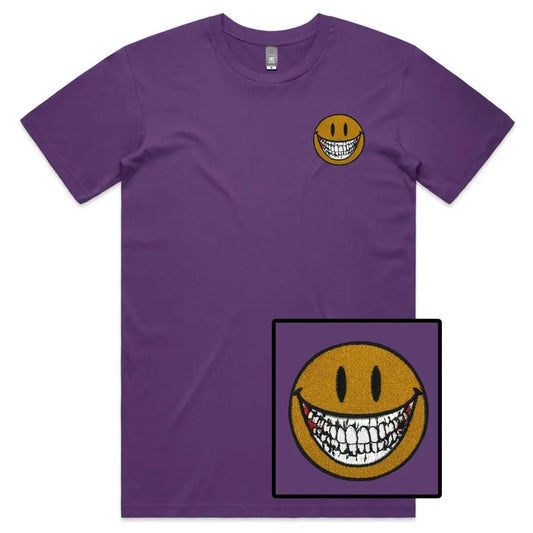 Smile Teeth Embroidered T-Shirt - Tshirtpark.com