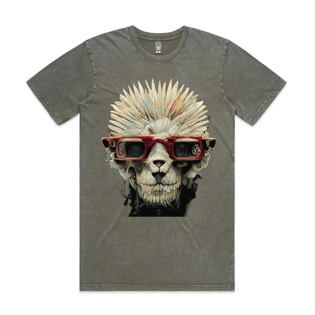 Spikey Lion Stone Wash T-Shirt - Tshirtpark.com
