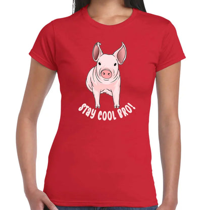 Stay Cool Bro Pig Ladies T-shirt - Tshirtpark.com