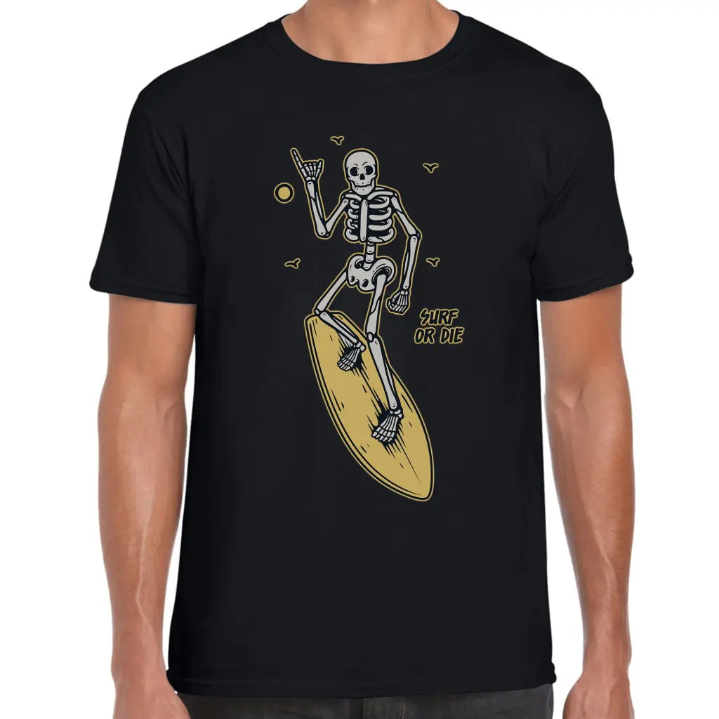 Surf Or Die Skeleton T-Shirt - Tshirtpark.com