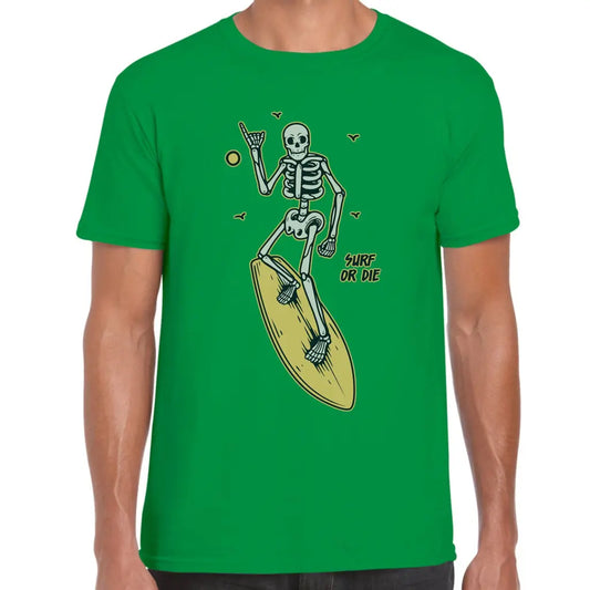 Surf Or Die Skeleton T-Shirt - Tshirtpark.com