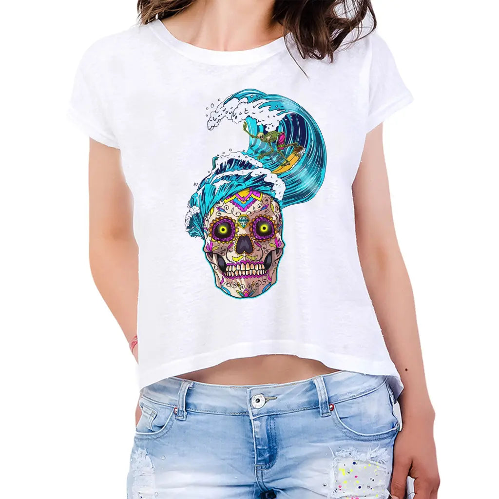 Surf Skull Womens Crop Tee - Tshirtpark.com