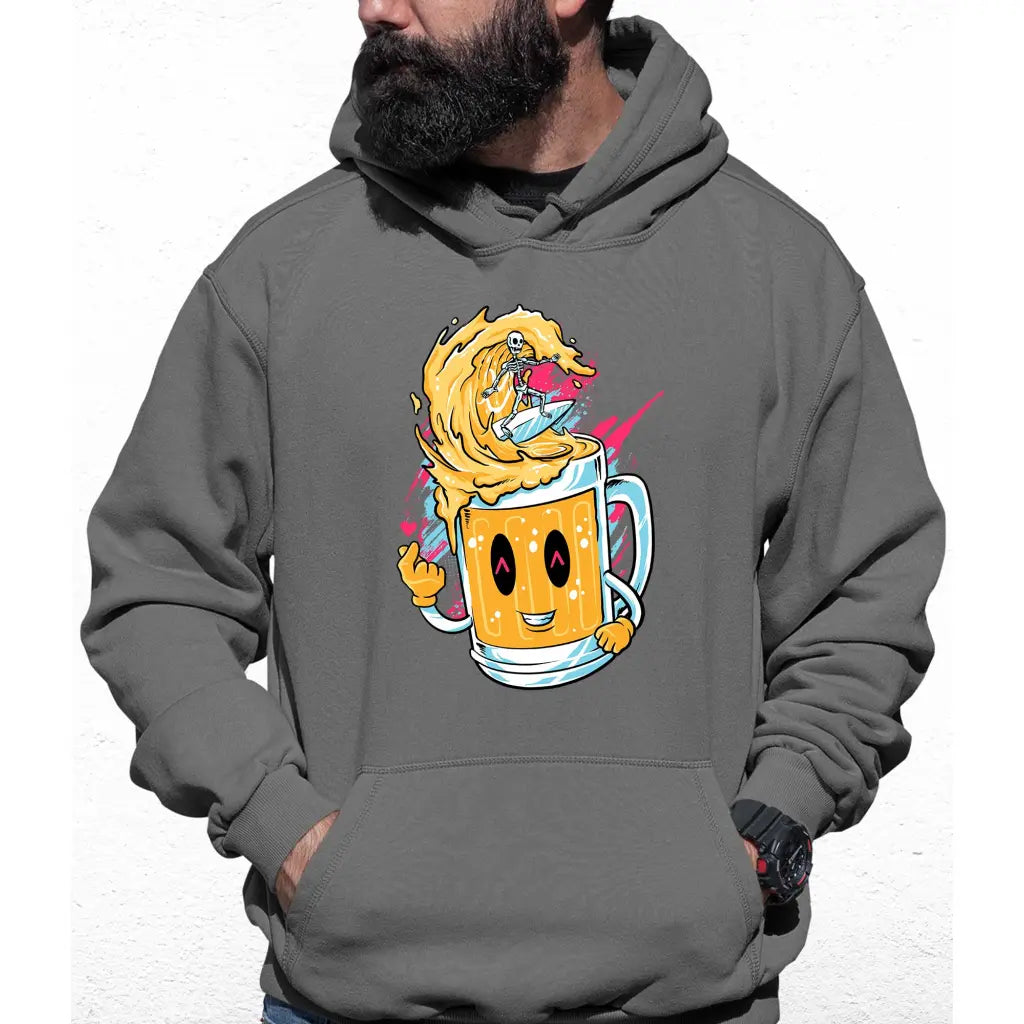 Surfing Skeleton Beer Colour Hoodie - Tshirtpark.com