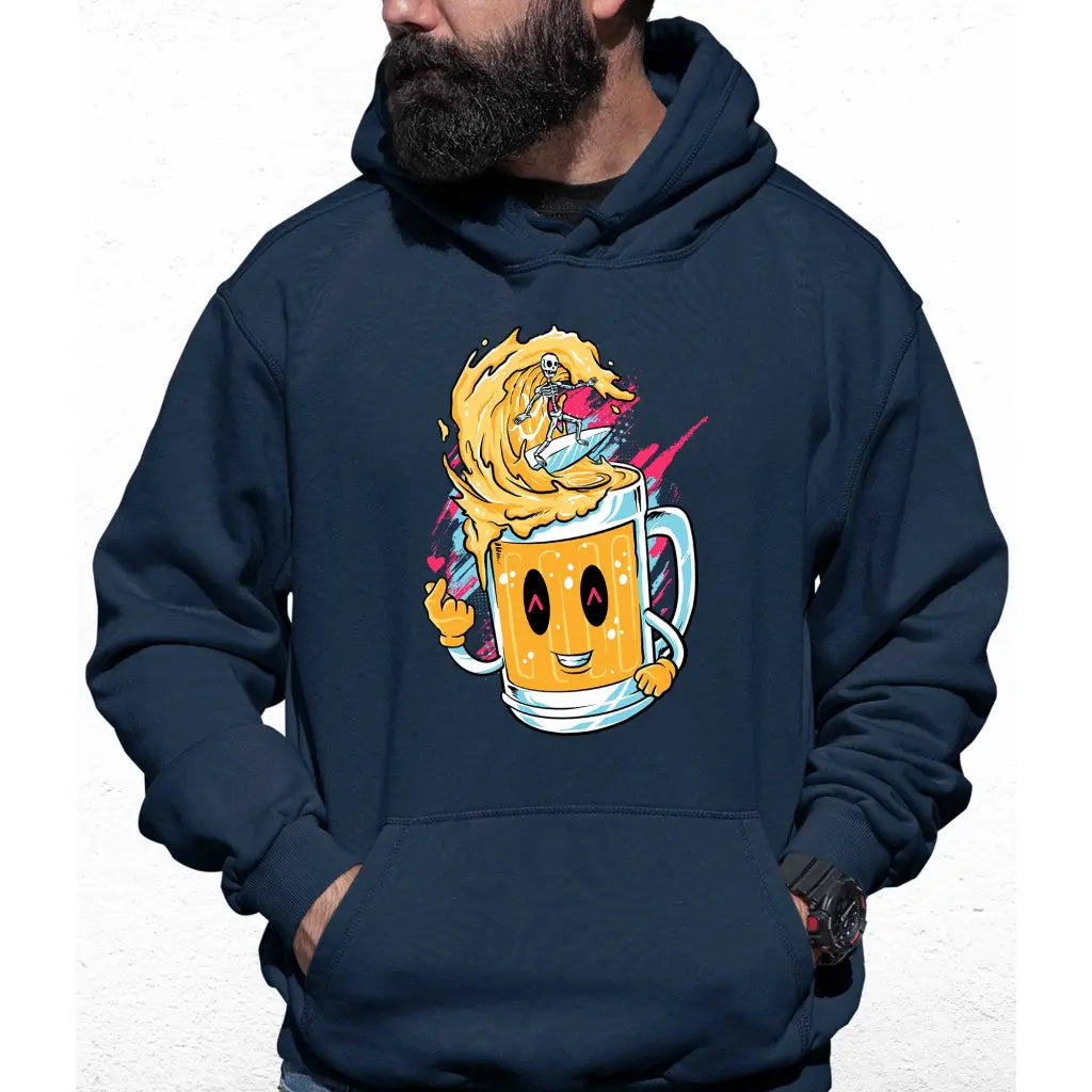 Surfing Skeleton Beer Colour Hoodie - Tshirtpark.com