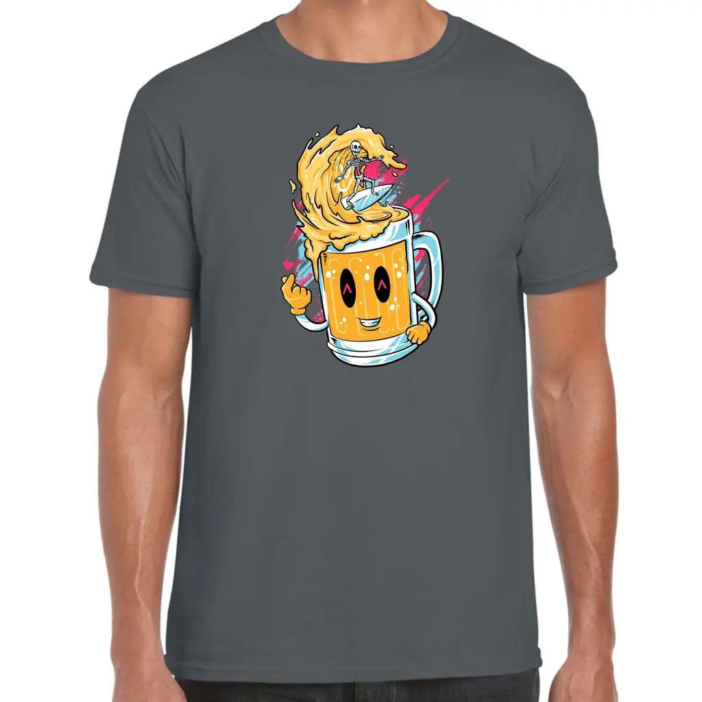 Surfing Skeleton Beer T-Shirt - Tshirtpark.com