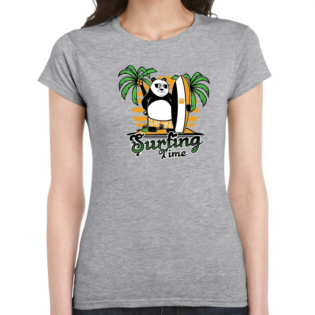 Surfing Time Panda Ladies T-shirt - Tshirtpark.com