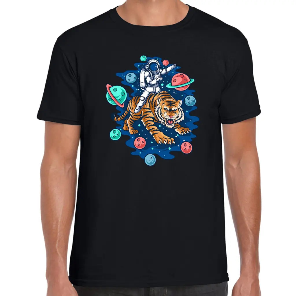 Tiger Riding Space T-Shirt - Tshirtpark.com