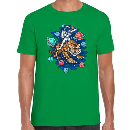 Tiger Riding Space T-Shirt - Tshirtpark.com