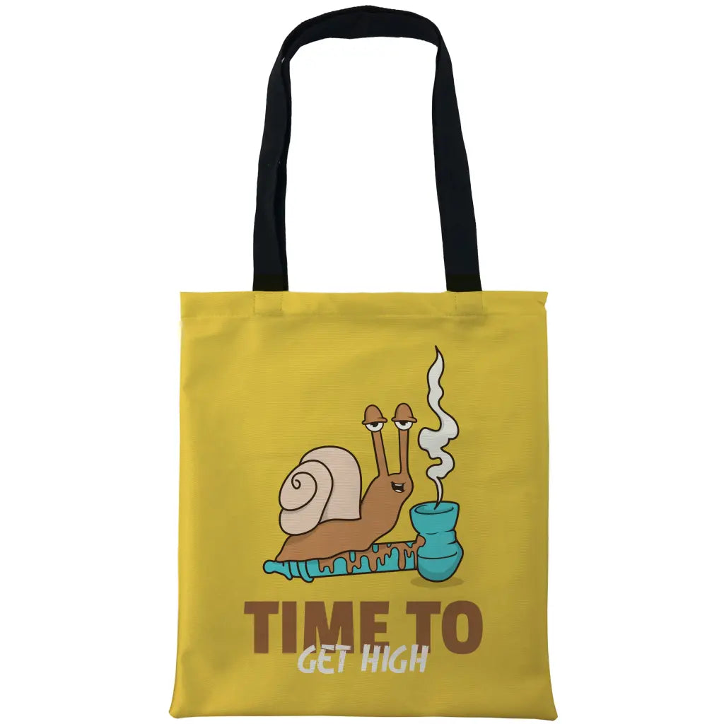 Time To Get High Snail Tote Bags - Tshirtpark.com