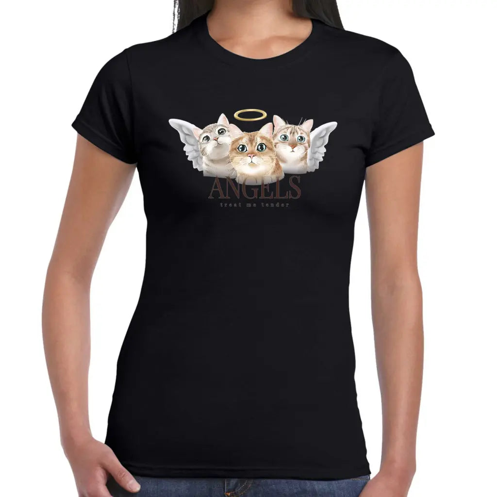 Treat Me Tender Angel Cats Ladies T-shirt - Tshirtpark.com