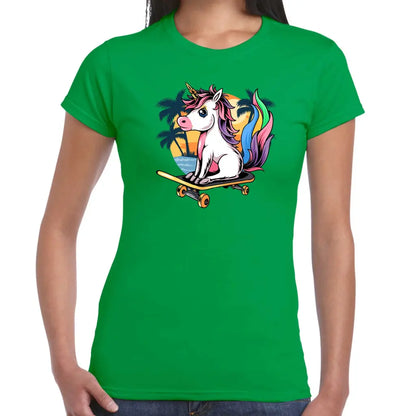 Unicorn Skateboarding Ladies T-shirt - Tshirtpark.com