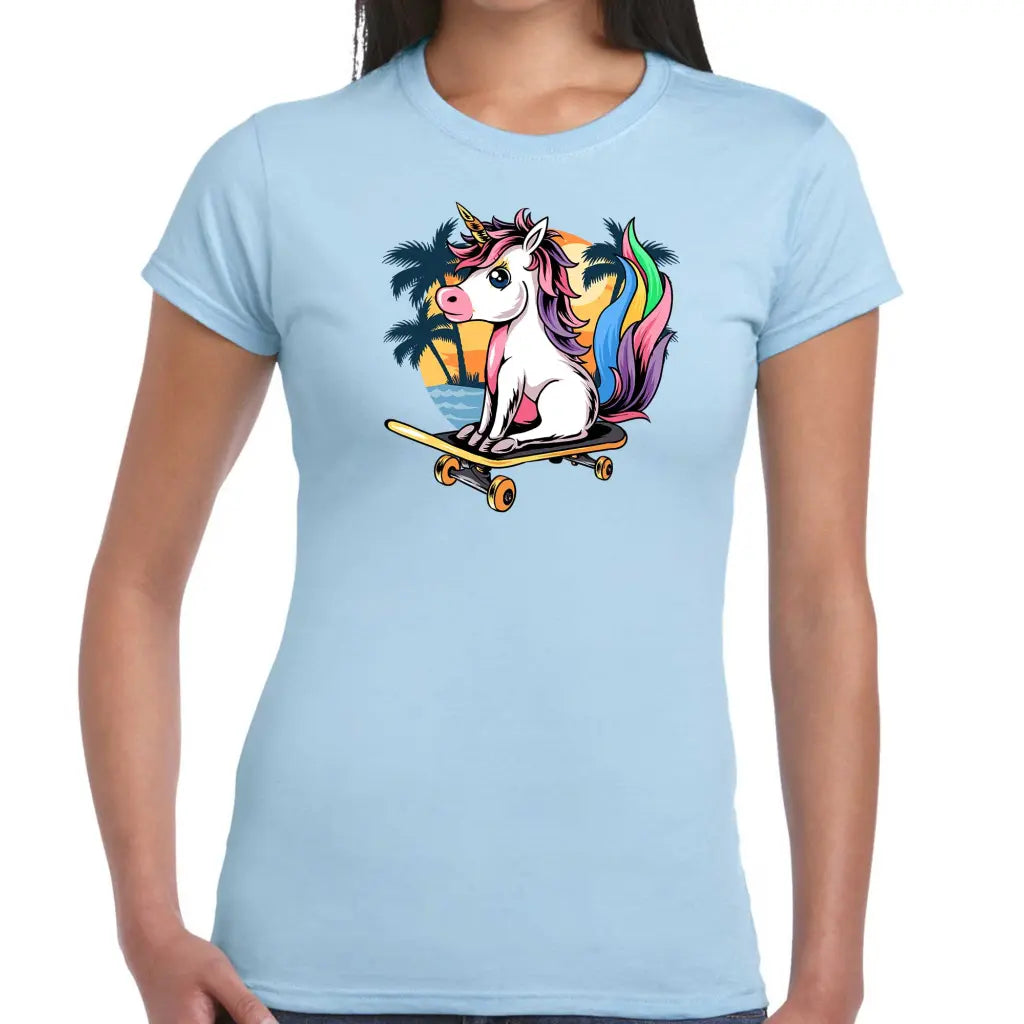 Unicorn Skateboarding Ladies T-shirt - Tshirtpark.com