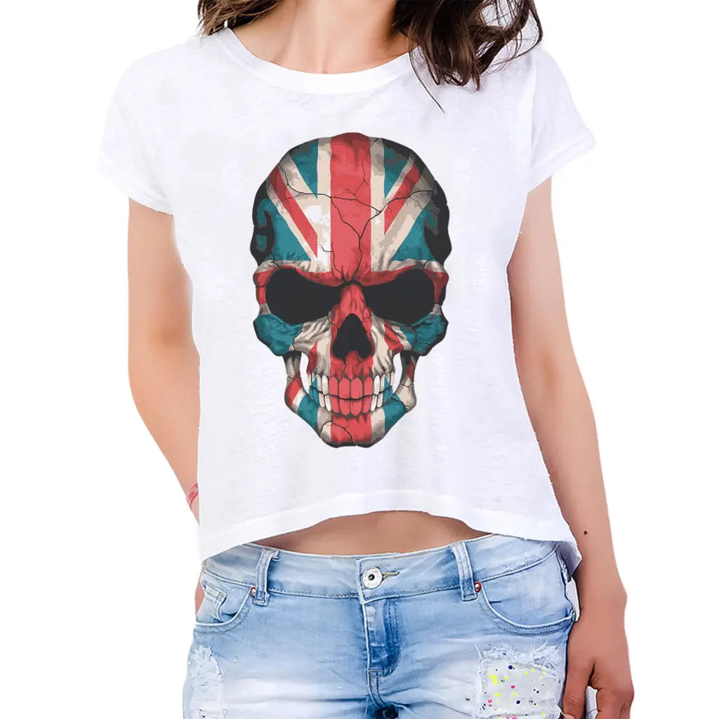 Union Jack Skull Womens Crop Tee - Tshirtpark.com