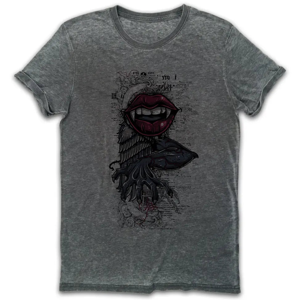 Vampire Lips Vintage Burn-Out T-shirt - Tshirtpark.com
