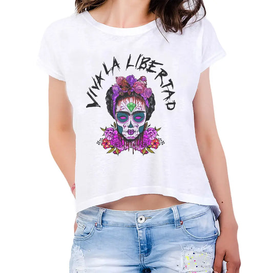 Viva La Libertad Womens Crop Tee - Tshirtpark.com