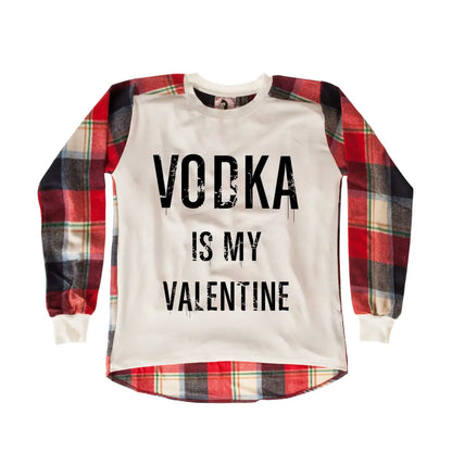 Vodka Is My Valentine Chequered SweatShirt - Tshirtpark.com