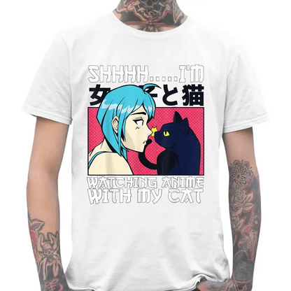 Watching Anime With My Cat T-Shirt - Tshirtpark.com