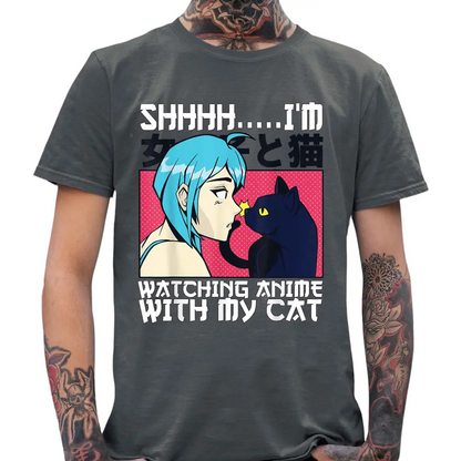 Watching Anime With My Cat T-Shirt - Tshirtpark.com