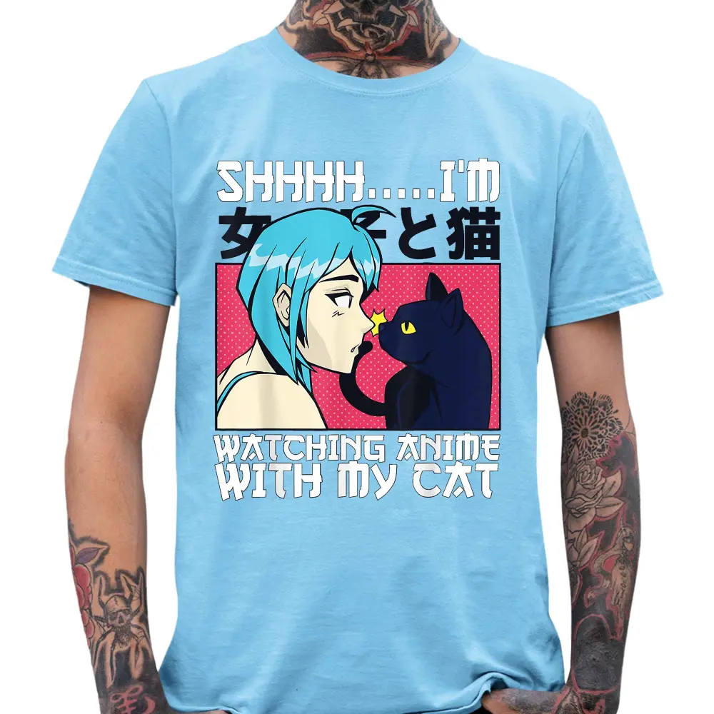 Watching Anime With My Cat T-Shirt - Tshirtpark.com