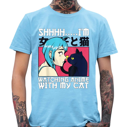 Watching Anime With My Cat T-Shirt - Tshirtpark.com