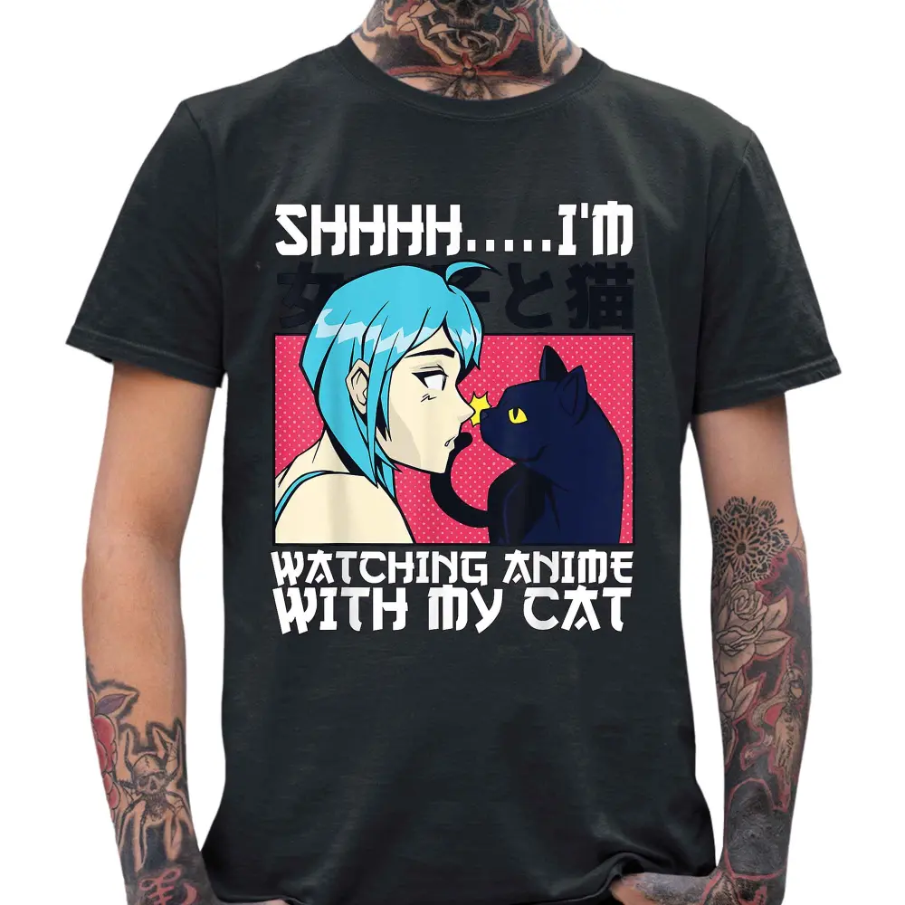 Watching Anime With My Cat T-Shirt - Tshirtpark.com