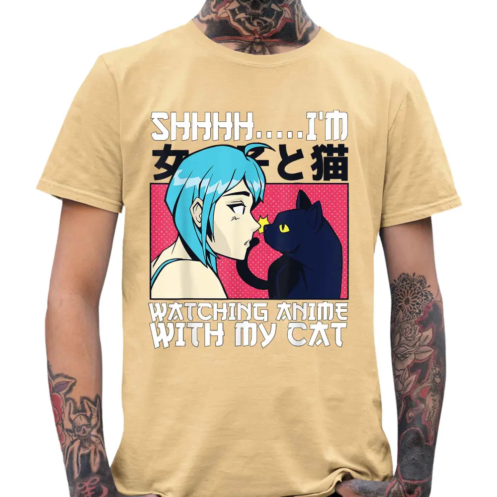 Watching Anime With My Cat T-Shirt - Tshirtpark.com