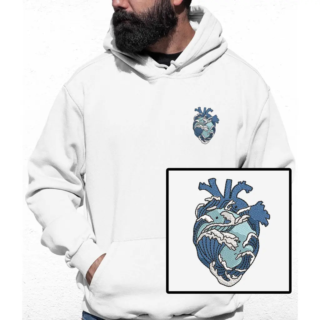 Wave Heart Embroidered Colour Hoodie - Tshirtpark.com