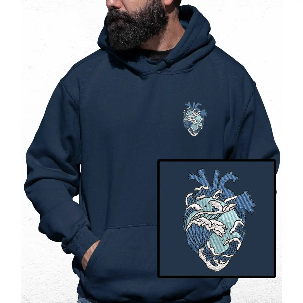 Wave Heart Embroidered Colour Hoodie - Tshirtpark.com