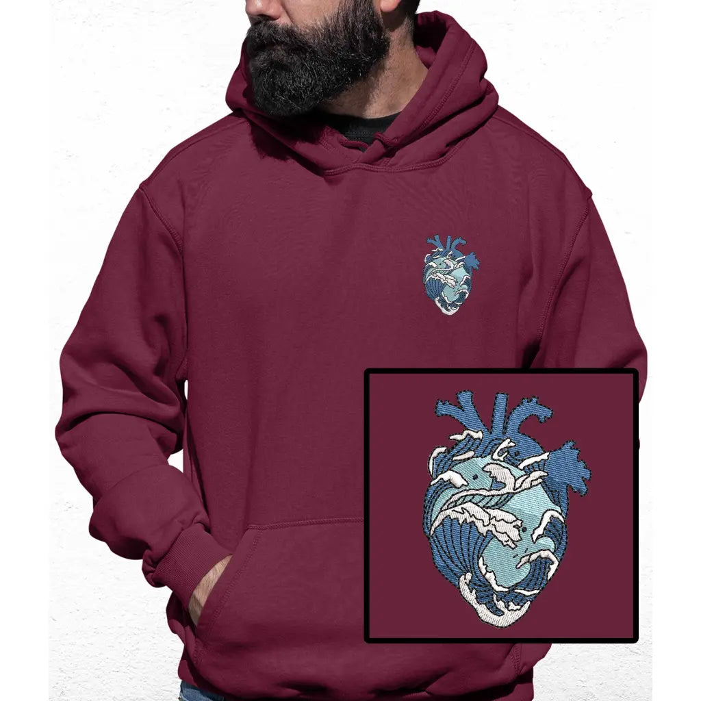 Wave Heart Embroidered Colour Hoodie - Tshirtpark.com
