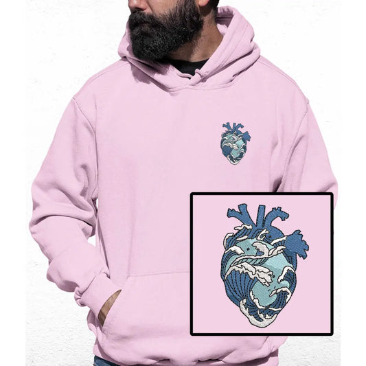 Wave Heart Embroidered Colour Hoodie - Tshirtpark.com