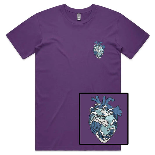 Wave Heart Embroidered T-Shirt - Tshirtpark.com