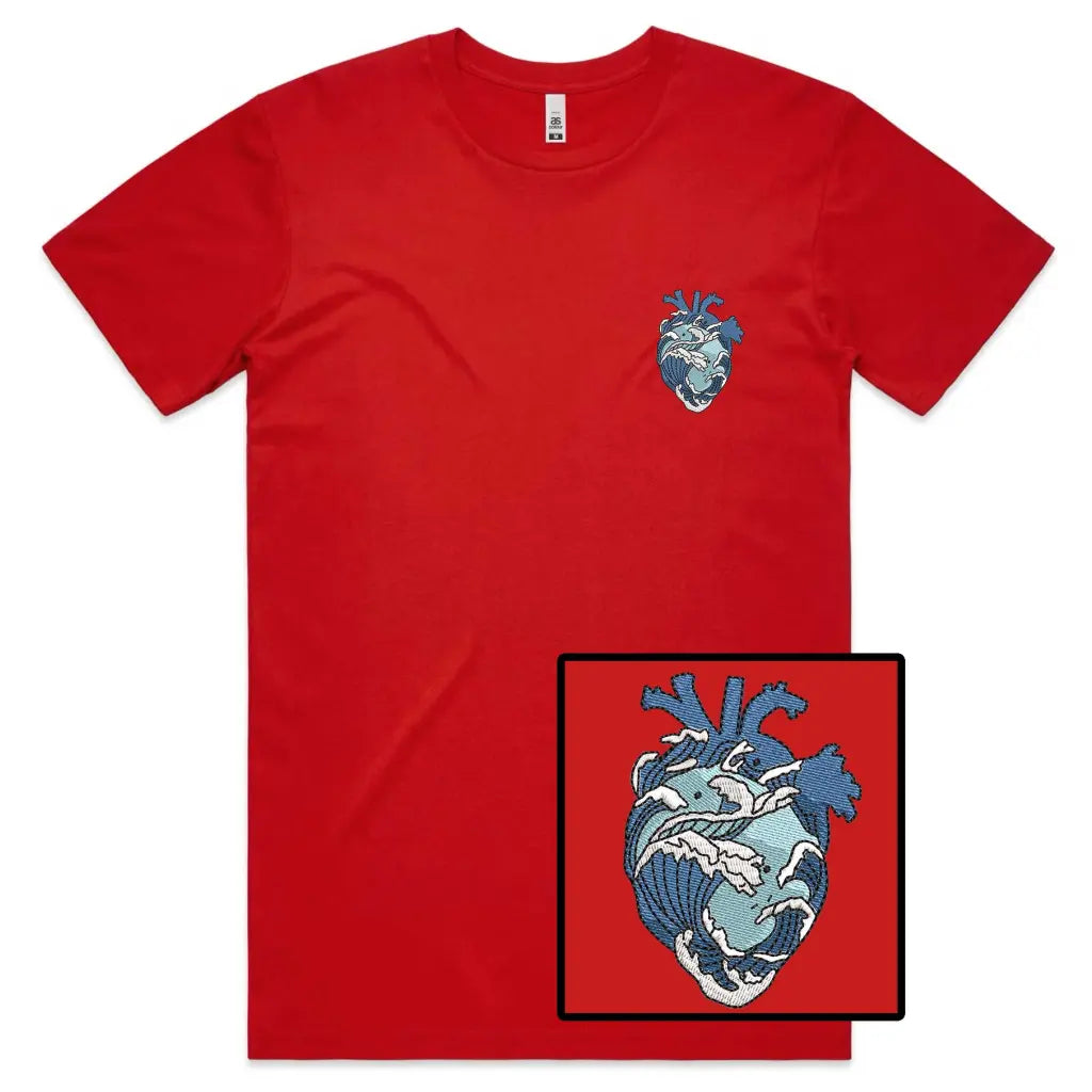 Wave Heart Embroidered T-Shirt - Tshirtpark.com