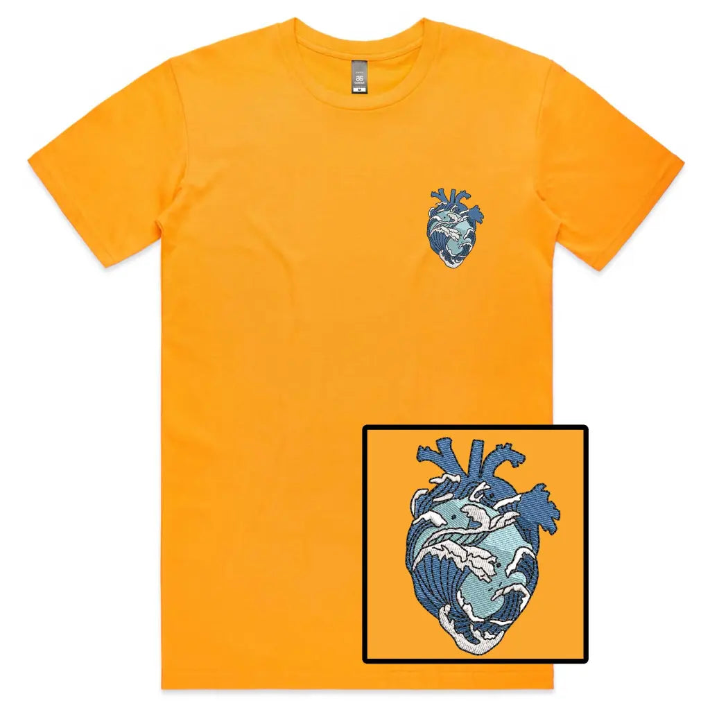 Wave Heart Embroidered T-Shirt - Tshirtpark.com
