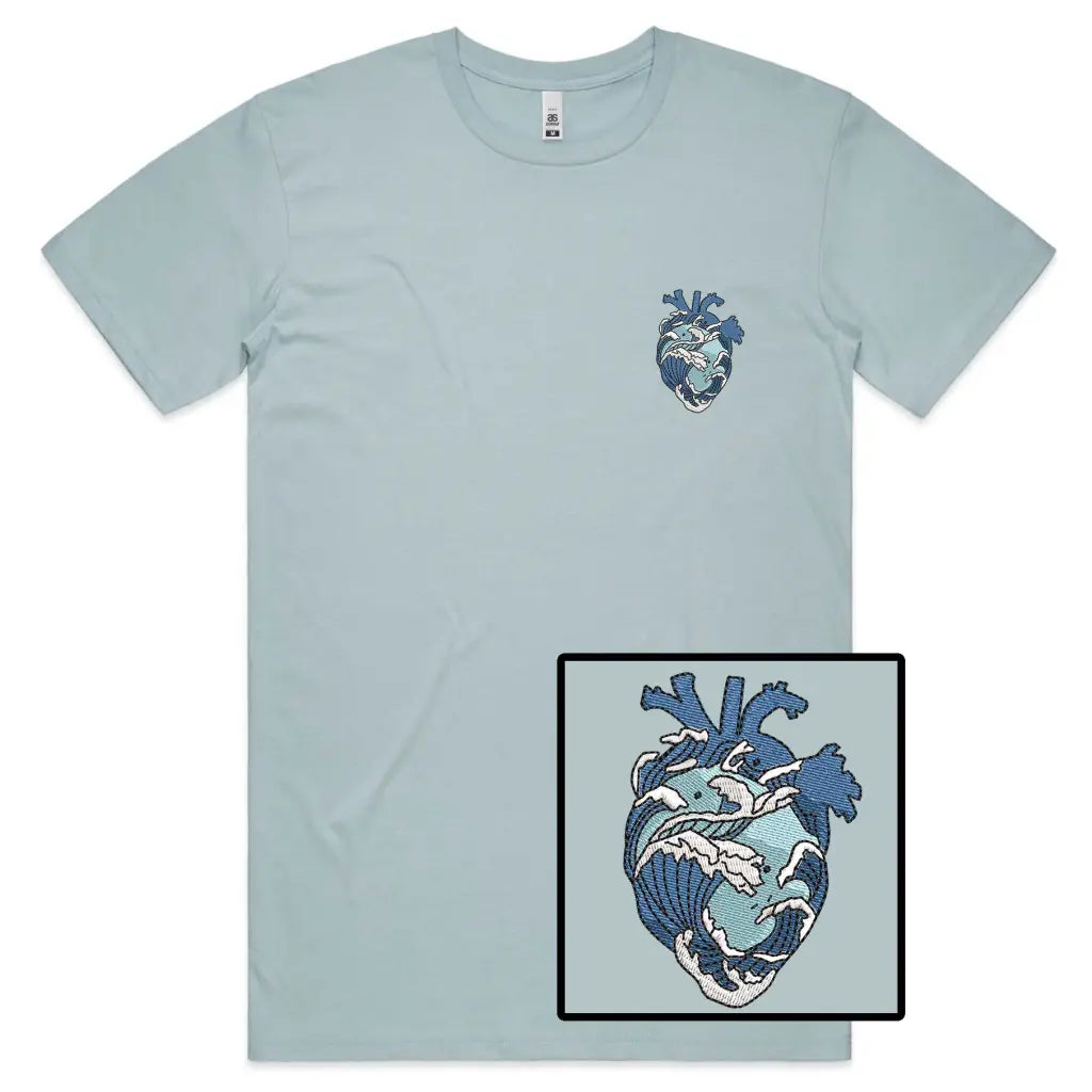 Wave Heart Embroidered T-Shirt - Tshirtpark.com