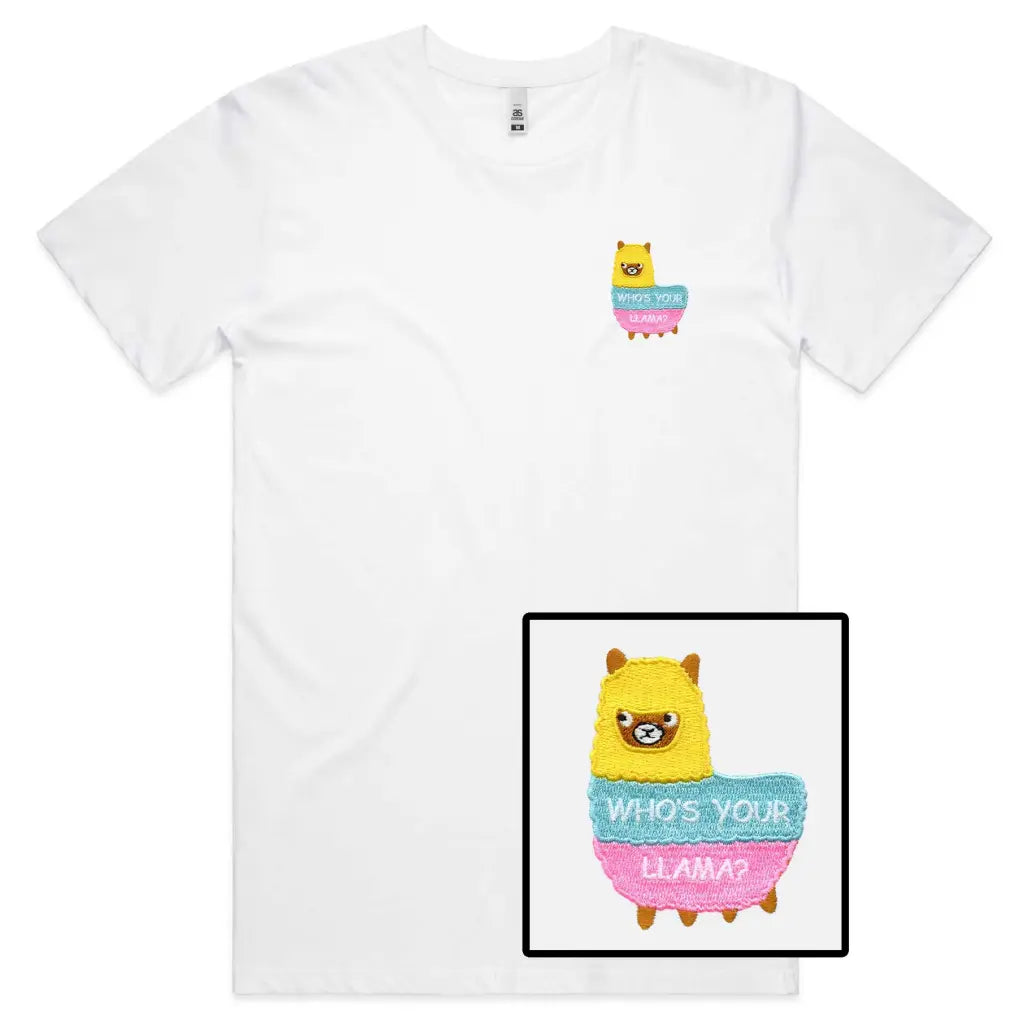 Who’s Your Llama Embroidered T-Shirt - Tshirtpark.com