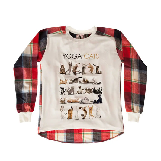 Yoga Cats Chequered SweatShirt - Tshirtpark.com