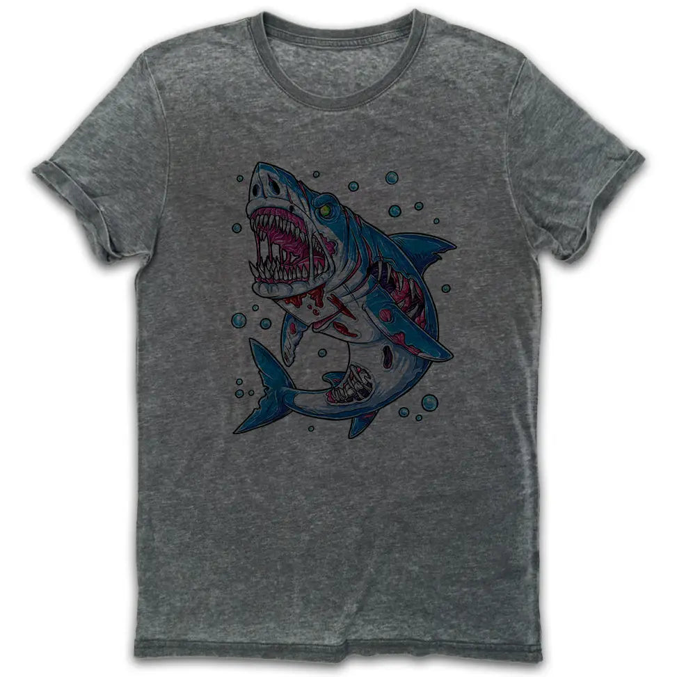 Zombie Shark Vintage Burn-Out T-shirt - Tshirtpark.com