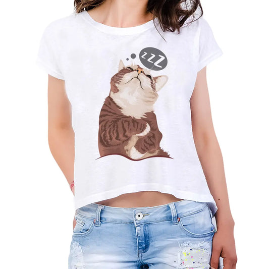 Zzz Cat Womens Crop Tee - Tshirtpark.com
