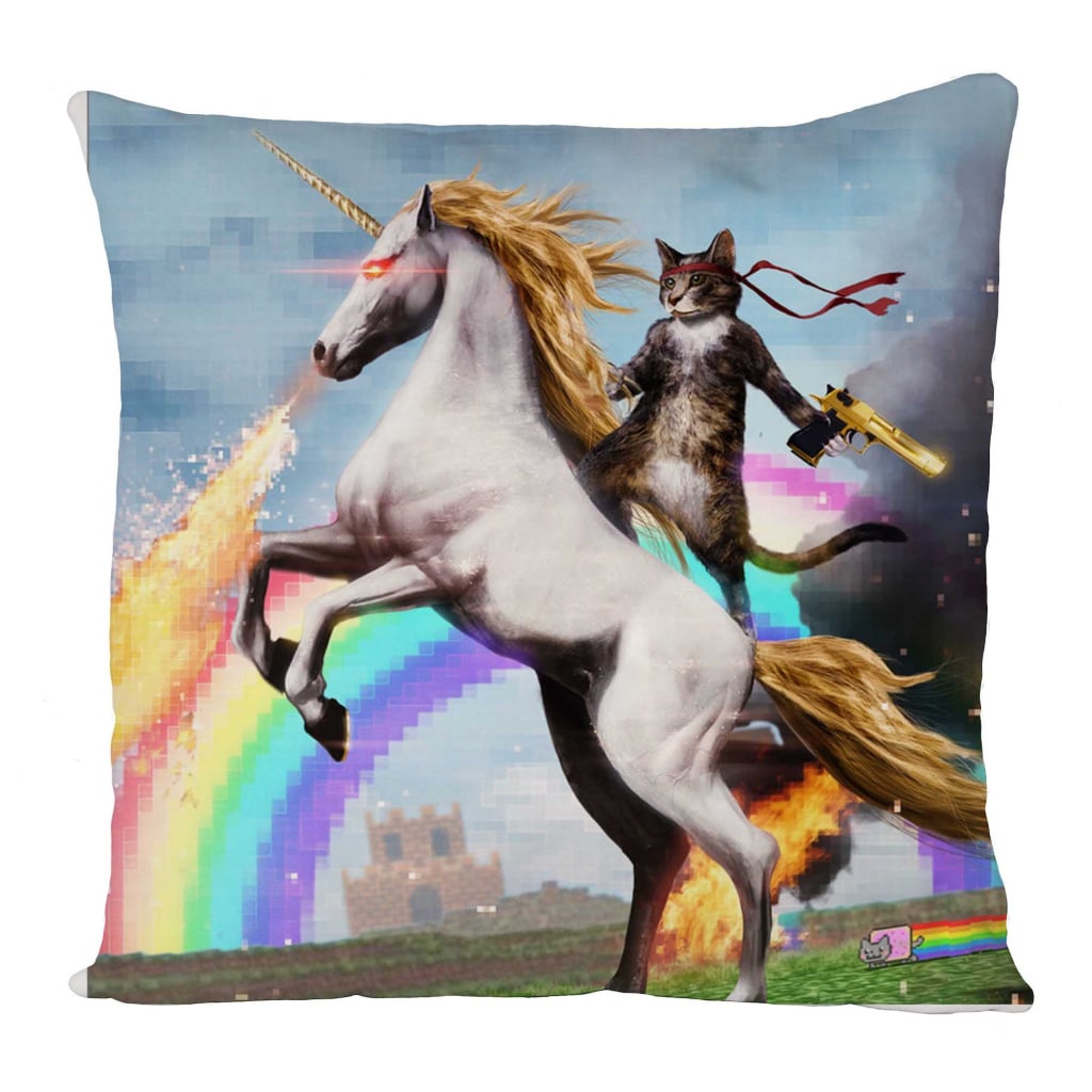Cat Unicorn Gun Cushion Cover